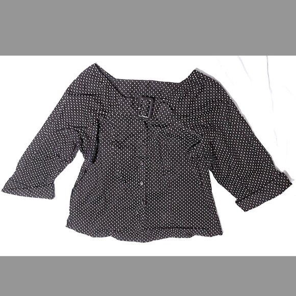 Venezia Top Blouse Size 14/16 Black with White Polka Dot 3/4 Sleeve - Picture 1 of 5